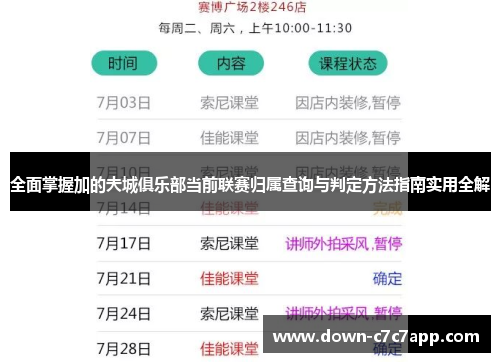 全面掌握加的夫城俱乐部当前联赛归属查询与判定方法指南实用全解 全面掌握加的夫城俱乐部当前联赛归属查询与判定方法指南实用全解